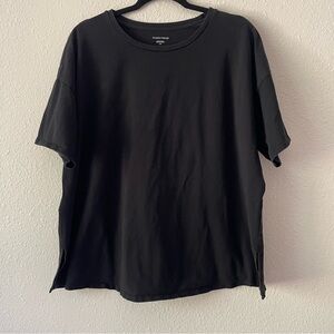 Eileen Fisher women’s black stretch organic cotton oversized t shirt, size large